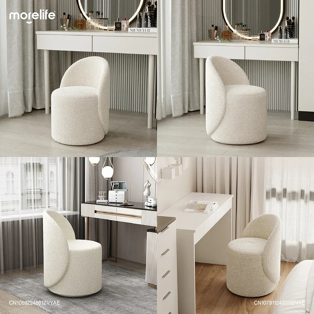 Designer Bedroom 360 Degree Rotation Makeup Chairs Stools Light Luxury Cashmere Lamb Chair Vanity Simple Dresser Stool Furniture