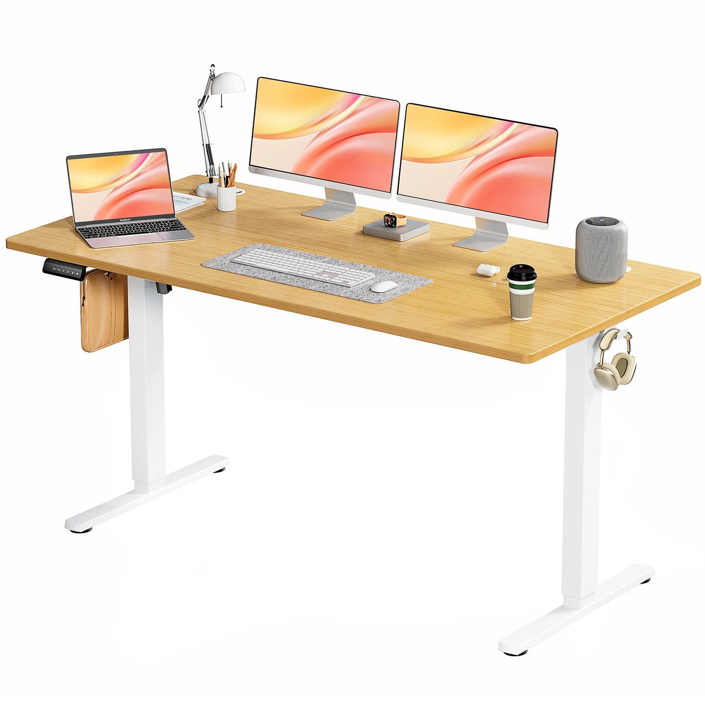 Bureau électrique JHK réglable en hauteur 63 x 24 pouces Station de travail ergonomique pour ordinateur debout et assis Table de travail ergonomique pour bureau à domicile