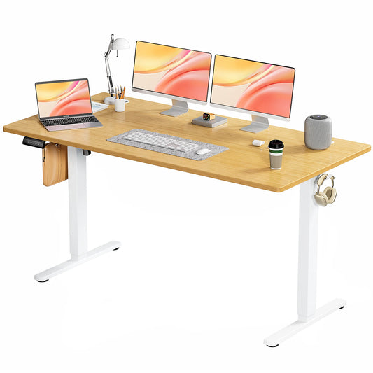 Bureau électrique JHK réglable en hauteur 63 x 24 pouces Station de travail ergonomique pour ordinateur debout et assis Table de travail ergonomique pour bureau à domicile