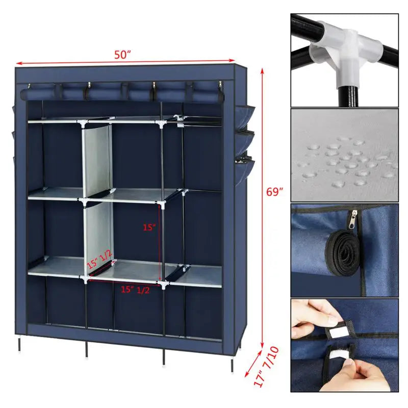 Armoire de rangement portable anti-poussière et étanche, étagère de rangement pour vêtements en tissu non tissé, meubles de chambre à coucher