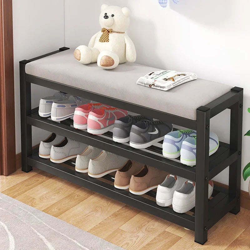 Carbon Steel Changing Shoes Bench with Shoe Storage Cabinet Home Entryway Hallway Seat Stool for Living Room Shoe Rack Furniture