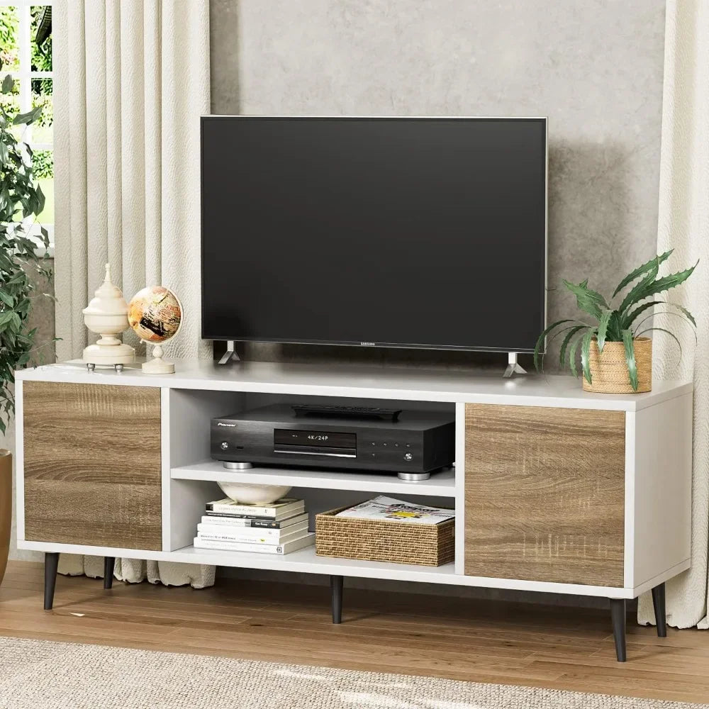 Tv Stand Living Room Furniture Entertainment Center With Two Storage Cabinets Television Stands Office Bedroom 58 Inch Ps5 Table