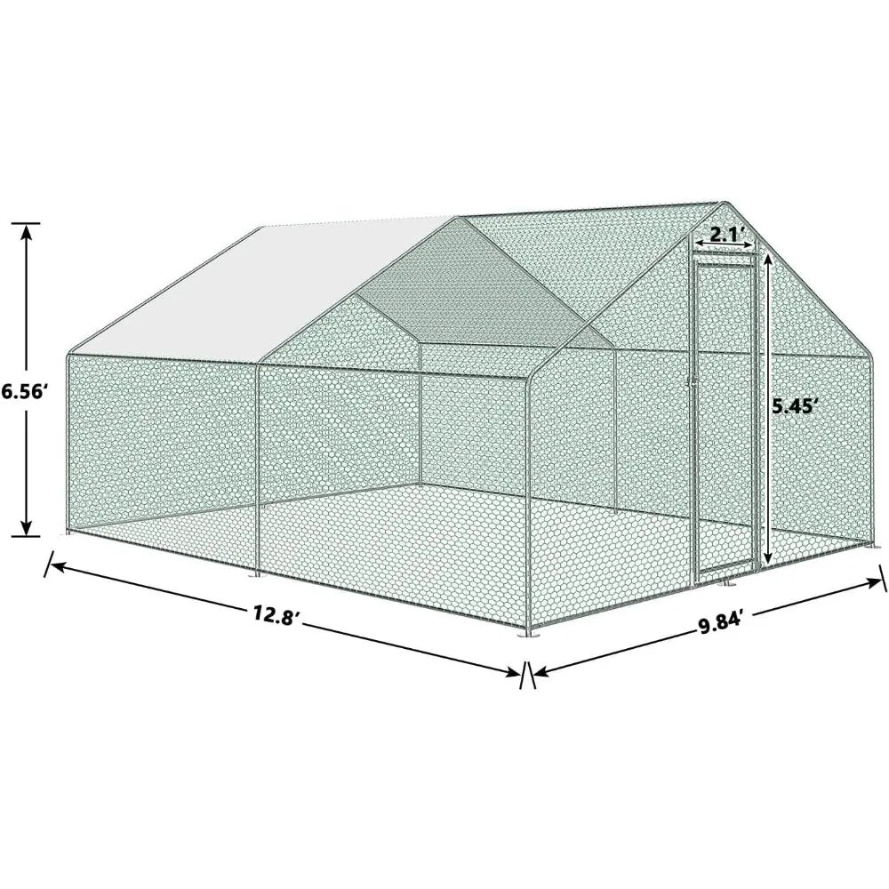 Grand poulailler en métal, poulailler robuste en forme de flèche pour canards, poulailler d'extérieur avec housse imperméable et anti-UV