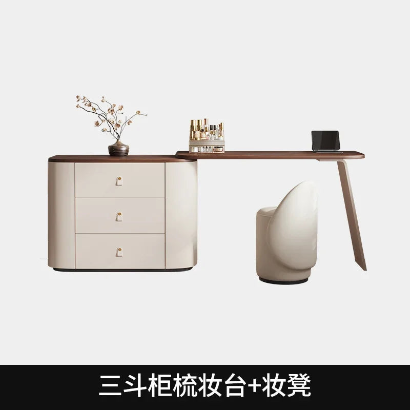 Design Vanity Dressing Table Mirror Nordic Storage Drawer Dresser Wood Chair Multifonctional Comoda Pra Quarto Bedroom Furniture