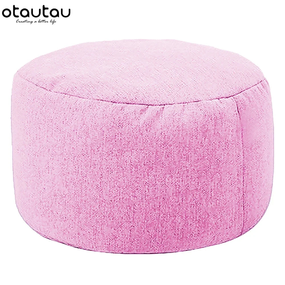 Pouf en lin OTAUTAU avec rembourrage Pouf Pouf Ottoman Repose-pieds Tatami Tabouret rond Futon Pouf Meubles de salon de détente