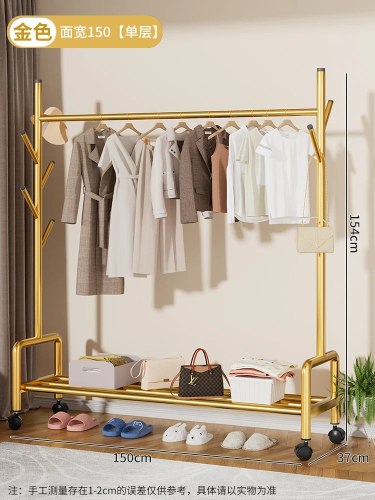 Perchero minimalista dorado de metal para el suelo, para dormitorio, para guardar zapatos, perchero, estantes para ropa, muebles de jardín Arara De Roupa