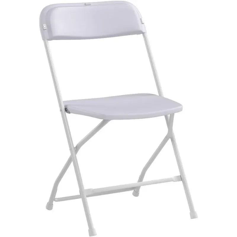 White Plastic Folding Chair,Indoor Outdoor Portable Stackable Commercial Seat with Steel Frame 350lb Capacity for Events