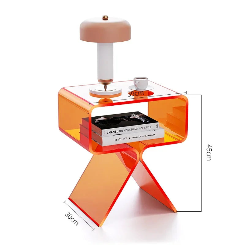 Mesa auxiliar de sofá transparente de acrílico, mesas de sala de estar, mesa de centro para el hogar, mesita de noche moderna, muebles de esquina de diseño