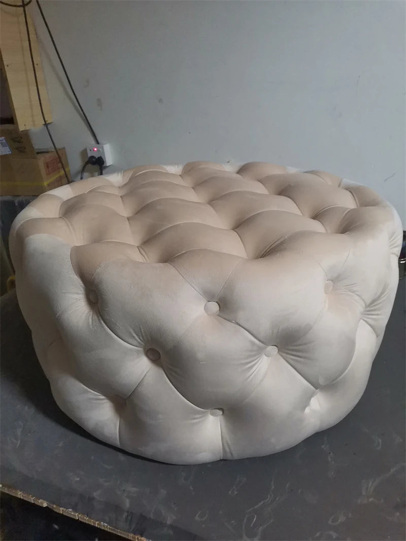 Pouf rond en velours de luxe pour salon, chambre à coucher, meuble de sol moderne, magasin de vêtements, tabouret à langer doux B