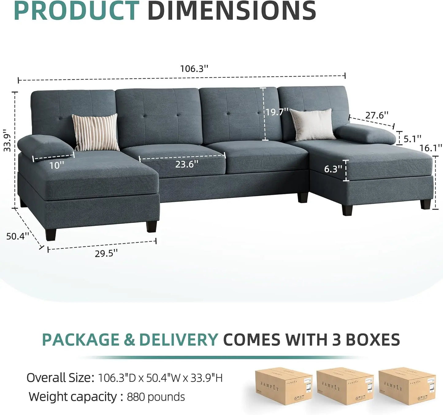 Sectional Sofa Couches for Living Room U Shaped Couch Sofas Living Room Furniture Sets Clearance with Double Chaises