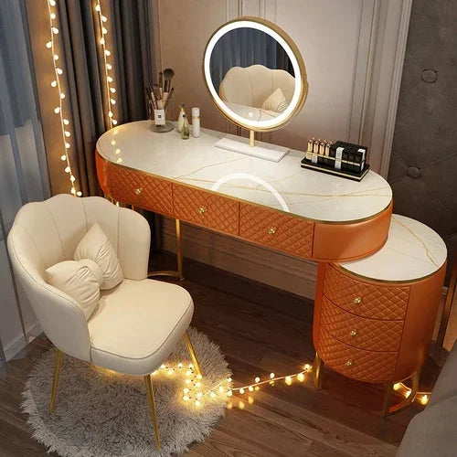 White Women Makeup Vanity Table Drawer Mirror Dresser Stand Makeup Table Storage Cabinet Coiffeuse Miroir Home Furniture