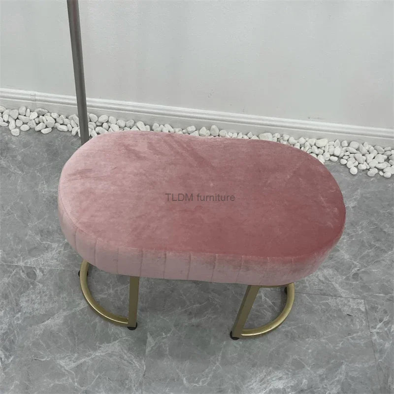 Repose-pieds de lit en velours doux nordique, meuble de salon, maison, chambre à coucher, pouf de luxe, banc d'entrée, tabouret à chaussures B