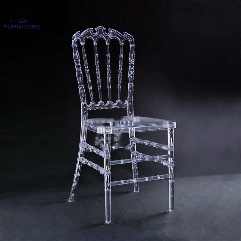 100 Pcs  Transparent Crystal Chiavari Detachable Acrylic Resin Funiture Wedding Chair For Wedding Moment Or Hotel Party