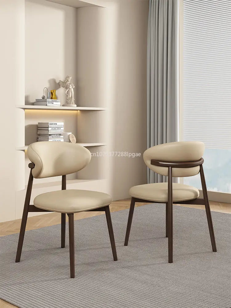 Solid Wood Dining Chair Nordic Modern Minimalist Light Luxury Home Hotel Restaurant Back Cream Chair Furniture