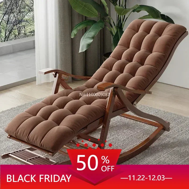 Relaxing Recliner Leisure Home Bamboo Rocking Chair Adult Balcony Relax Armrest Folding Bed Living Room Sedie Home Furniture