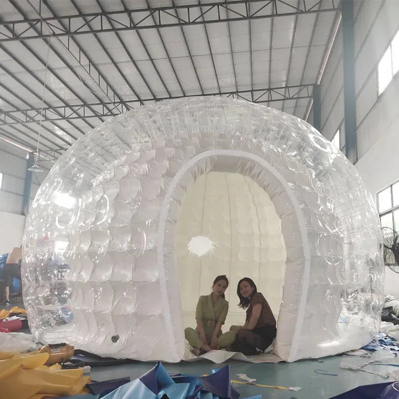 Tienda de campaña inflable de PVC de alta calidad con burbujas de coco, para acampar, glamping, casa cápsula, hotel, con forma de concha sellada, inflable y hermética