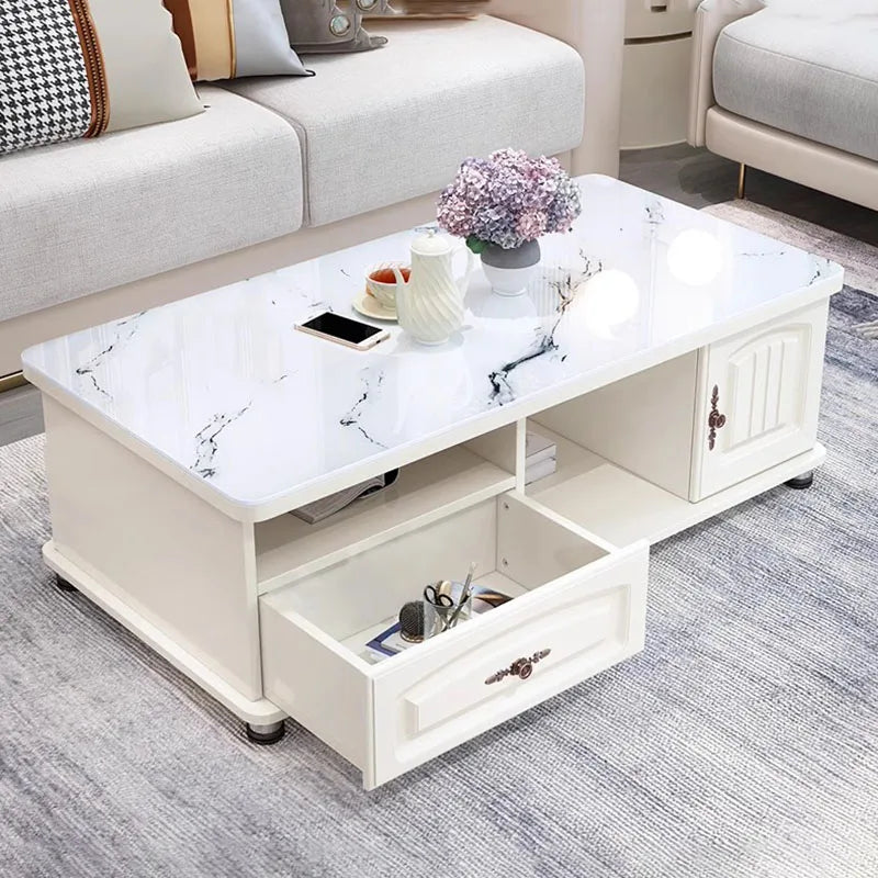 Table basse de salon nordique en ardoise avec rangement Tables basses tendance et simples Effet marbre Stolik Kawowy Home Furniture