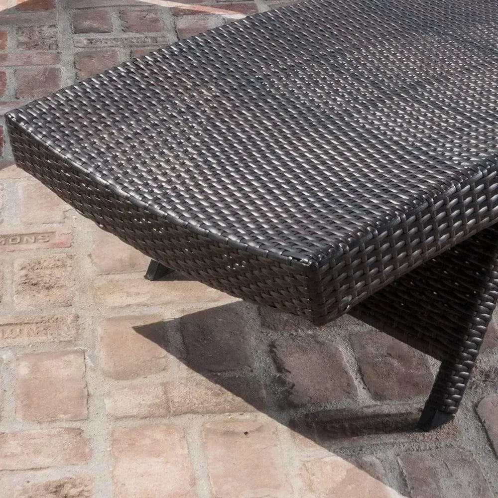 Sillas de playa (juego de 2), sillón reclinable de mimbre para exteriores, tumbona doble de ratán para patio, sillas reclinables para tomar el sol en el césped