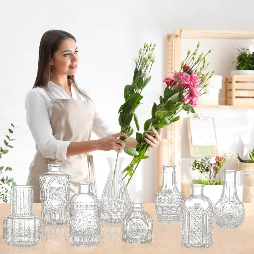 Lot de 66 vases en verre pour bourgeons, petits vases pour centres de table de mariage rustiques, mini vases en vrac pour décoration de table de maison, vases transparents