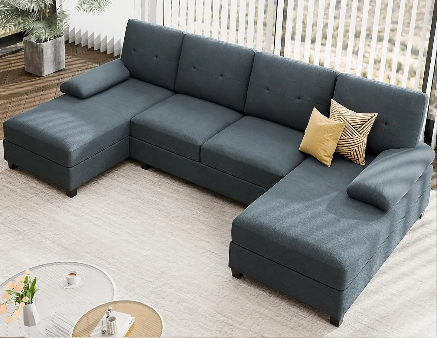 Sectional Sofa Couches for Living Room U Shaped Couch Sofas Living Room Furniture Sets Clearance with Double Chaises