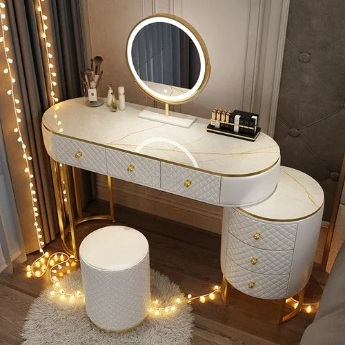 White Women Makeup Vanity Table Drawer Mirror Dresser Stand Makeup Table Storage Cabinet Coiffeuse Miroir Home Furniture