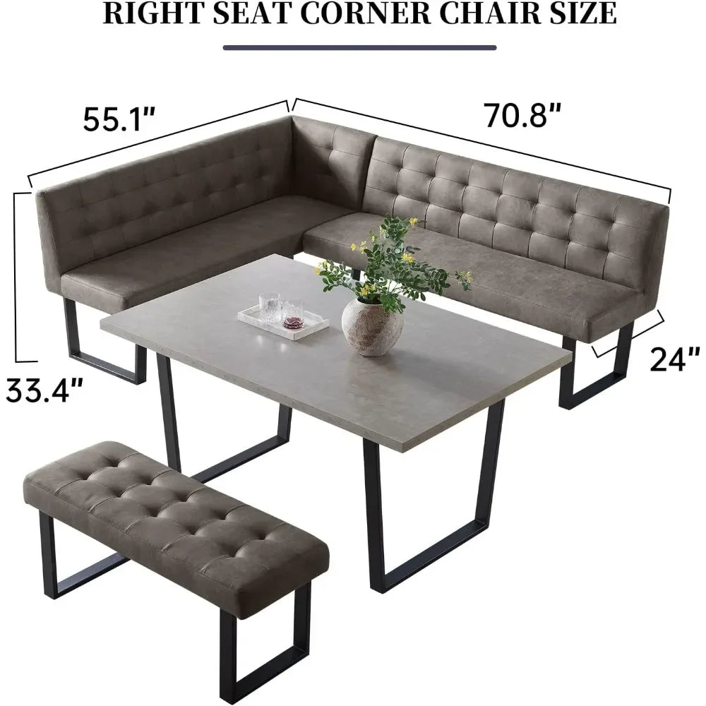 Ensemble de table à manger avec banc, table de cuisine moderne 3 pièces avec siège, banc d'angle et banc pour meubles de salle à manger familiale