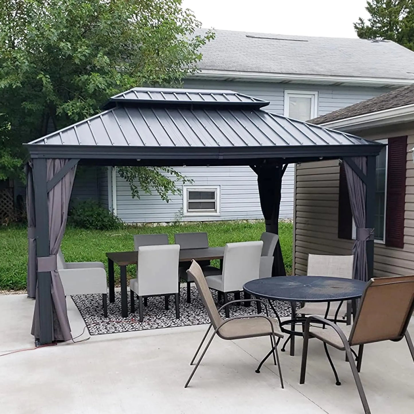 Sunshade Canopy 11' X 14' Gazebo Garden Courtyard Garden Tent  Mobile House Yard Awning Sun Room Aluminum Alloy Rainshed Trellis