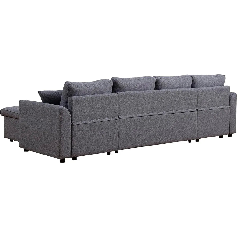 Sofa Bed, Wood Bedframe, for Living Room Bedroom Office, Pull Out Modular Sofa Bed Convertible Living Room Furniture