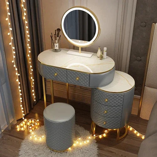 White Women Makeup Vanity Table Drawer Mirror Dresser Stand Makeup Table Storage Cabinet Coiffeuse Miroir Home Furniture