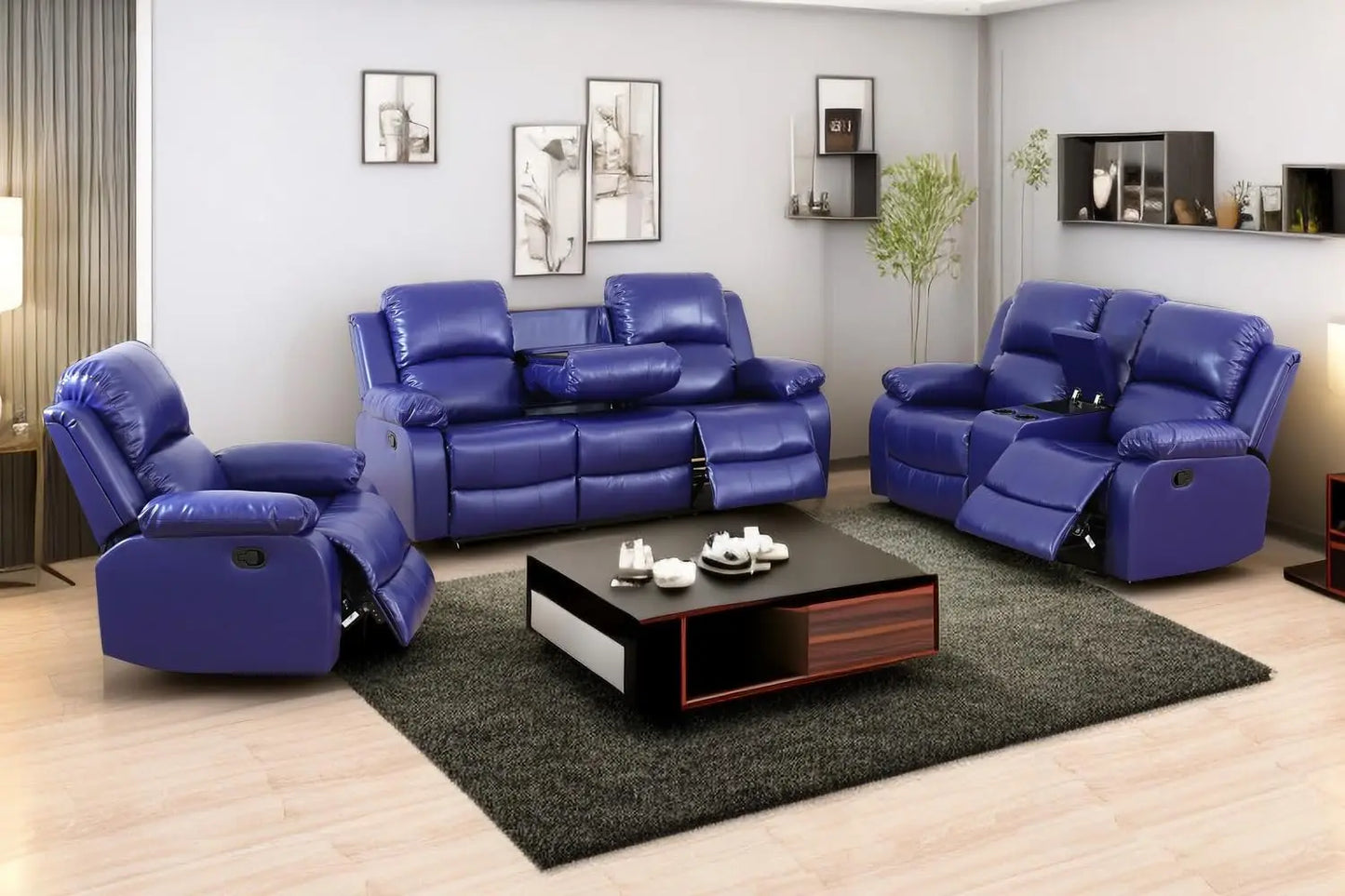 Reclining Sofas Set 3 Pieces Living Room Furniture Sets Leather Recliner Sofa Set Loveseat Chair Furniture Sofa Set