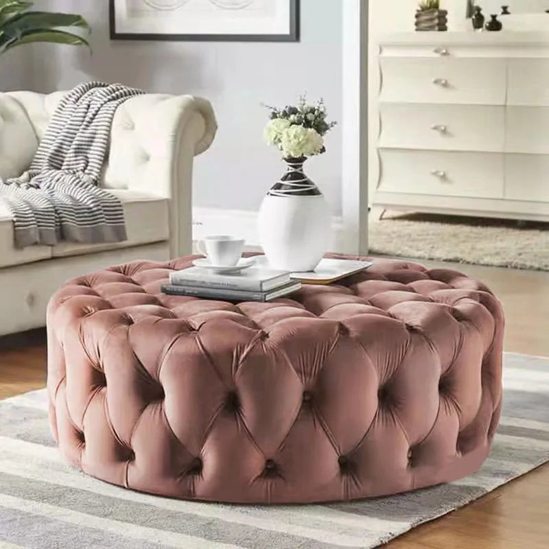 Pouf rond en velours de luxe pour salon, chambre à coucher, meuble de sol moderne, magasin de vêtements, tabouret à langer doux B