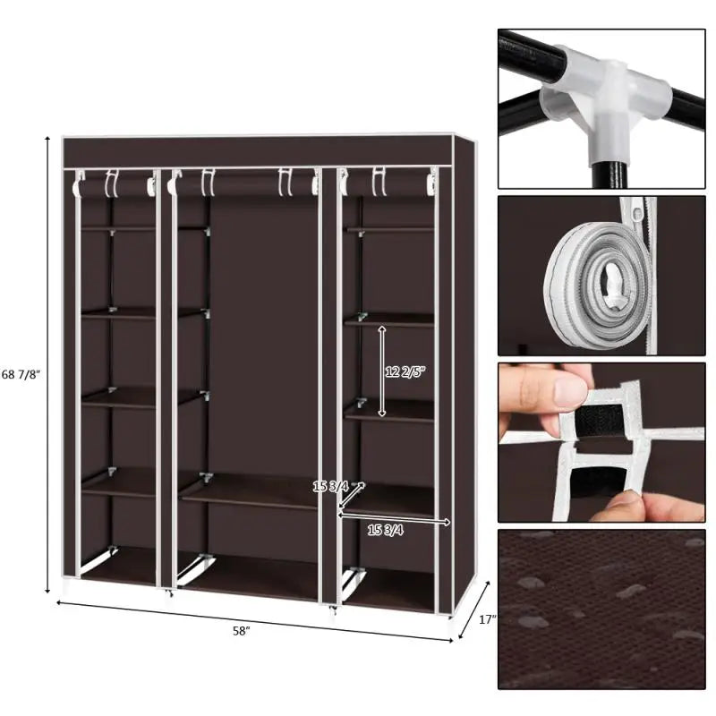 Armoire de rangement portable anti-poussière et étanche, étagère de rangement pour vêtements en tissu non tissé, meubles de chambre à coucher