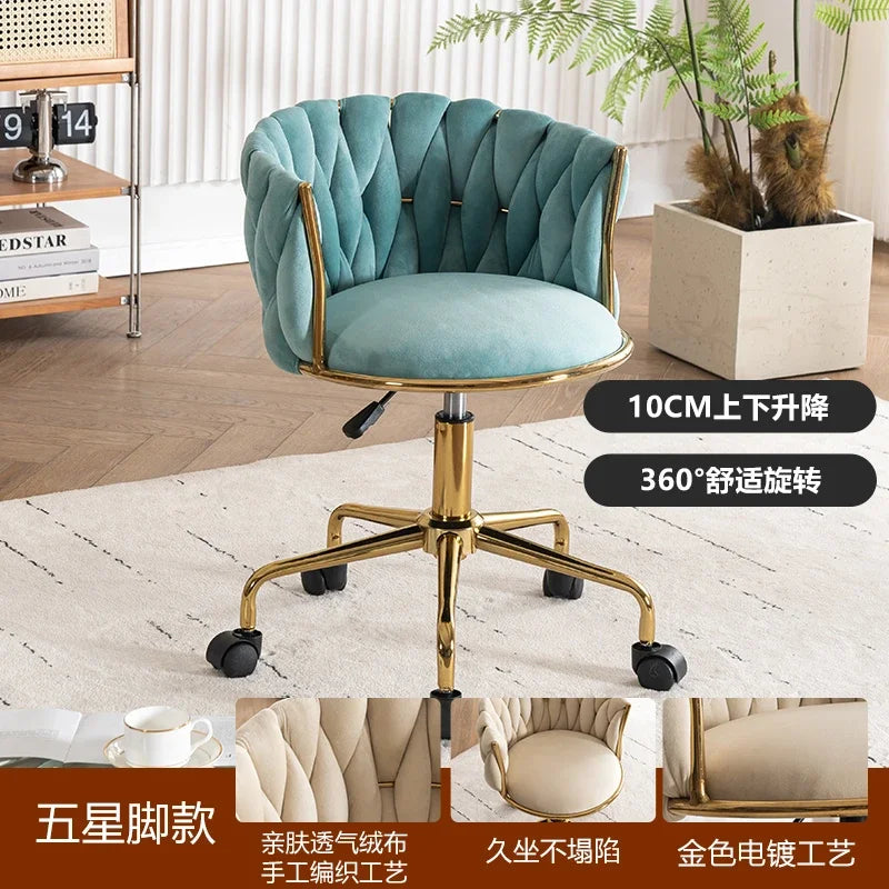 Velvet Nordic Armchair Dining Chair Living Room Relaxing Cafe Chair Luxury Design Vanity Stool Fauteuils De Salon Furniture