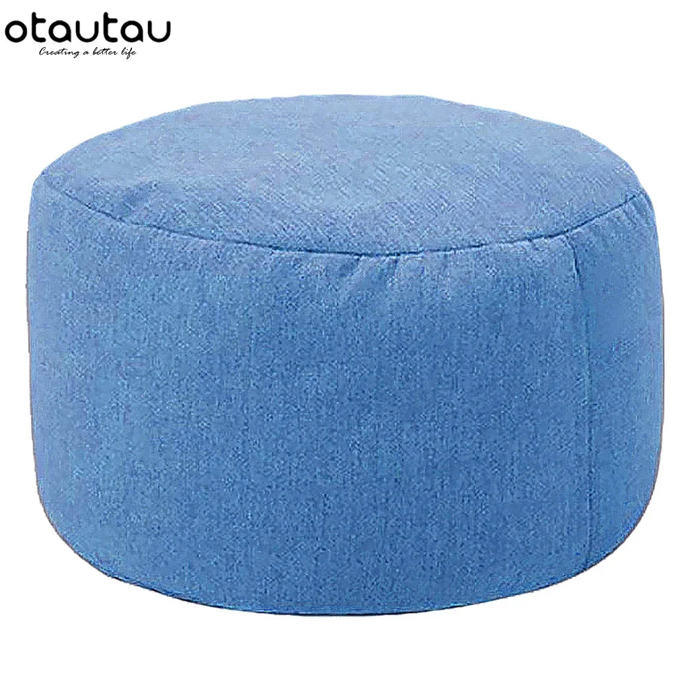 Pouf en lin OTAUTAU avec rembourrage Pouf Pouf Ottoman Repose-pieds Tatami Tabouret rond Futon Pouf Meubles de salon de détente