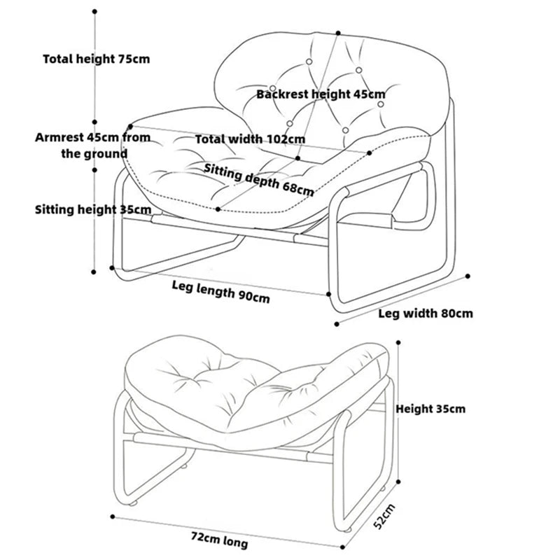 Relaxing Chaise Lounge Modern Backrest Chair with Footstool Luxury 1-person Sofa for Living Room Interior Armchairs Furniture