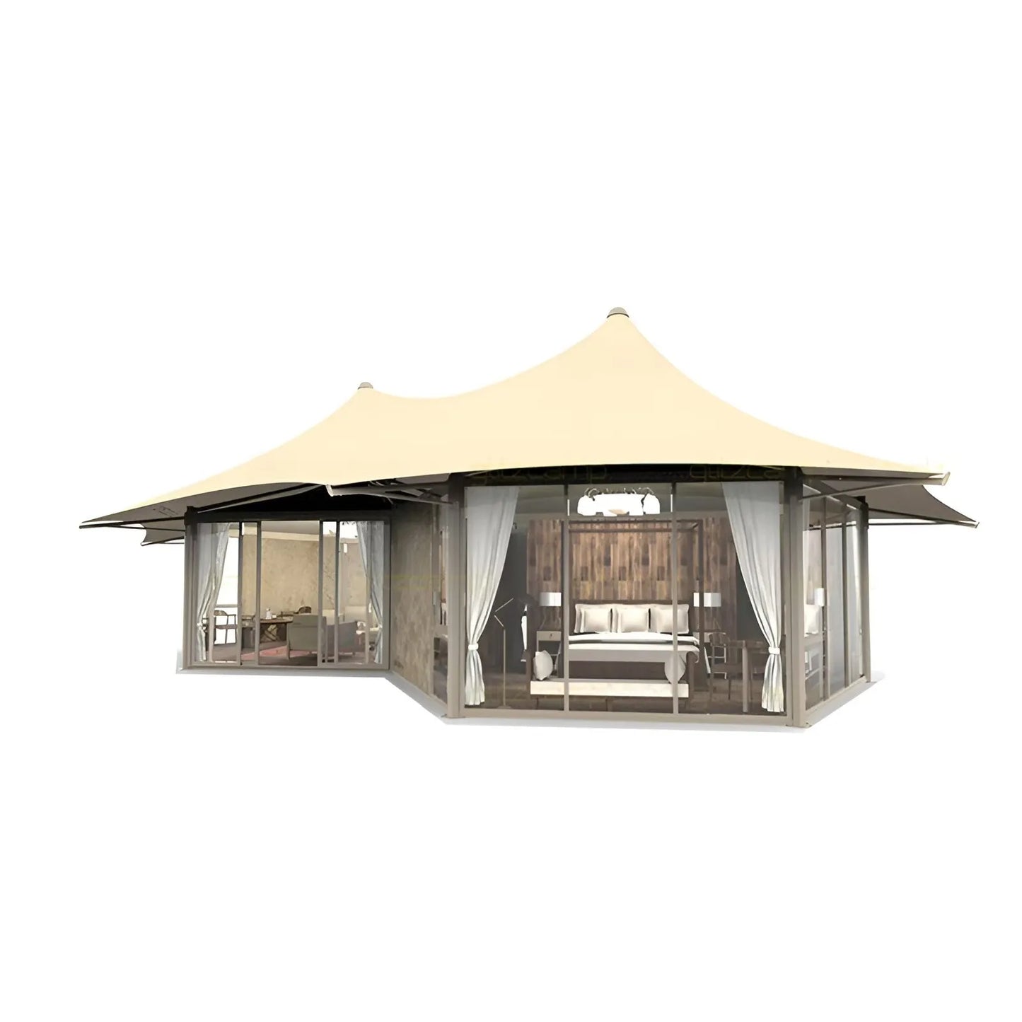 Safari Cabin Tent Glamping Scenic Area Campsite Tensile Membrane Structure PVC Material High-end Camping European Style Tent