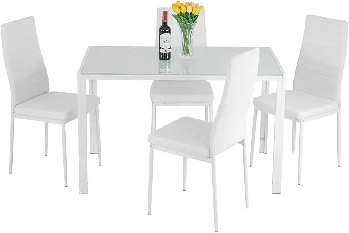 Dining Table Set Glass Dining Room Table Set for Small Spaces Kitchen Table and Chairs for 4Table with Chairs Home Furniture