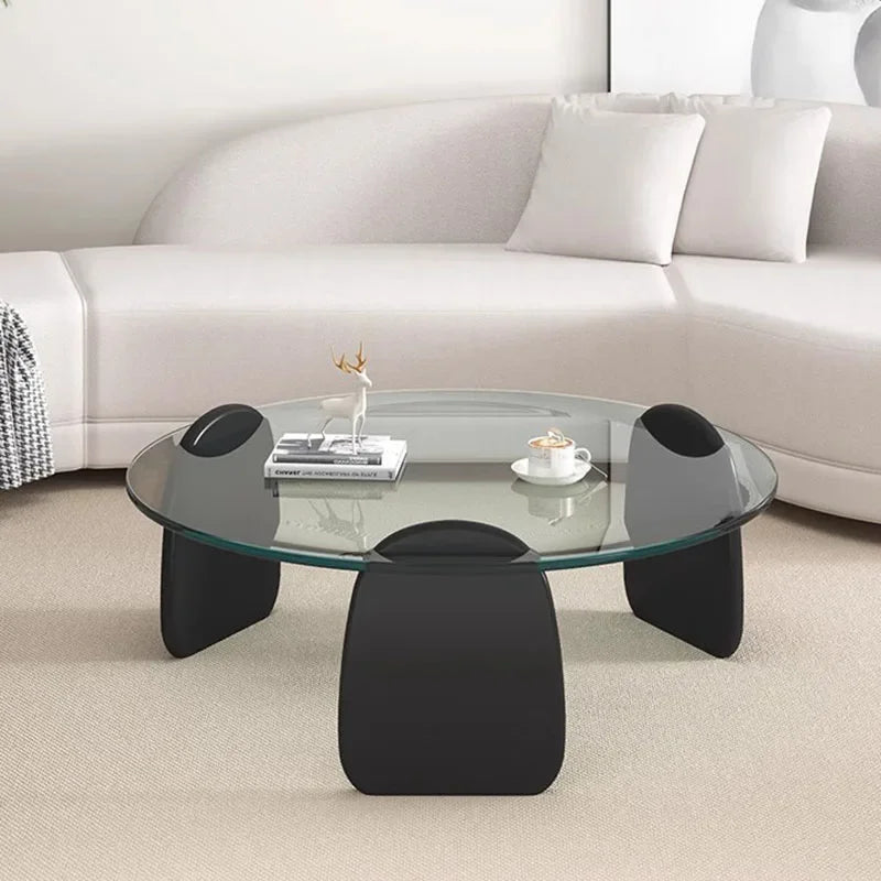 Table basse en verre transparent moderne ronde transparente petite table d'appoint nordique minimaliste hôtel Mesa meubles auxiliaires pour la maison