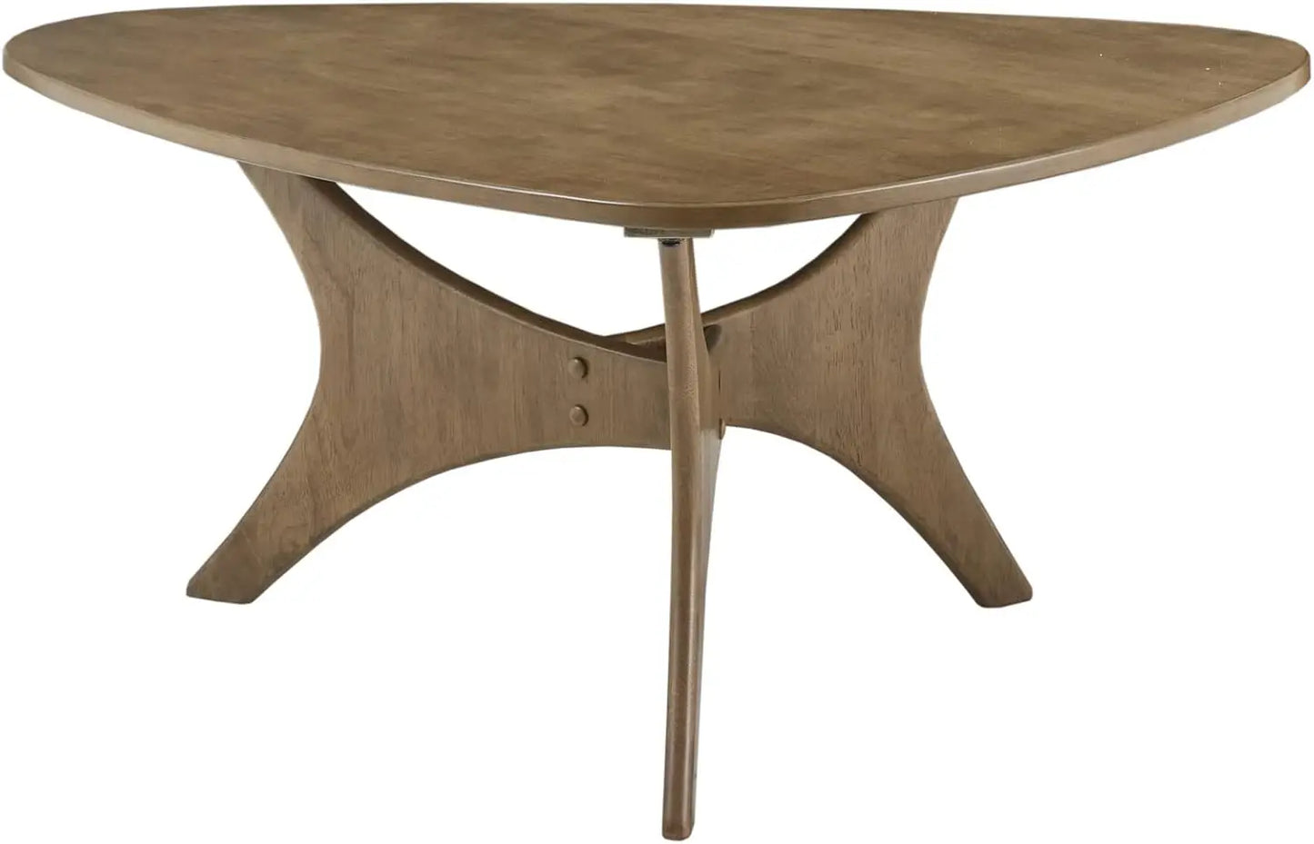 Blaze Triangle Wood Coffee Table Plywood with Wood Veneer Legs, Mid-Century Modern, Easy Assembly, Accent Furniture