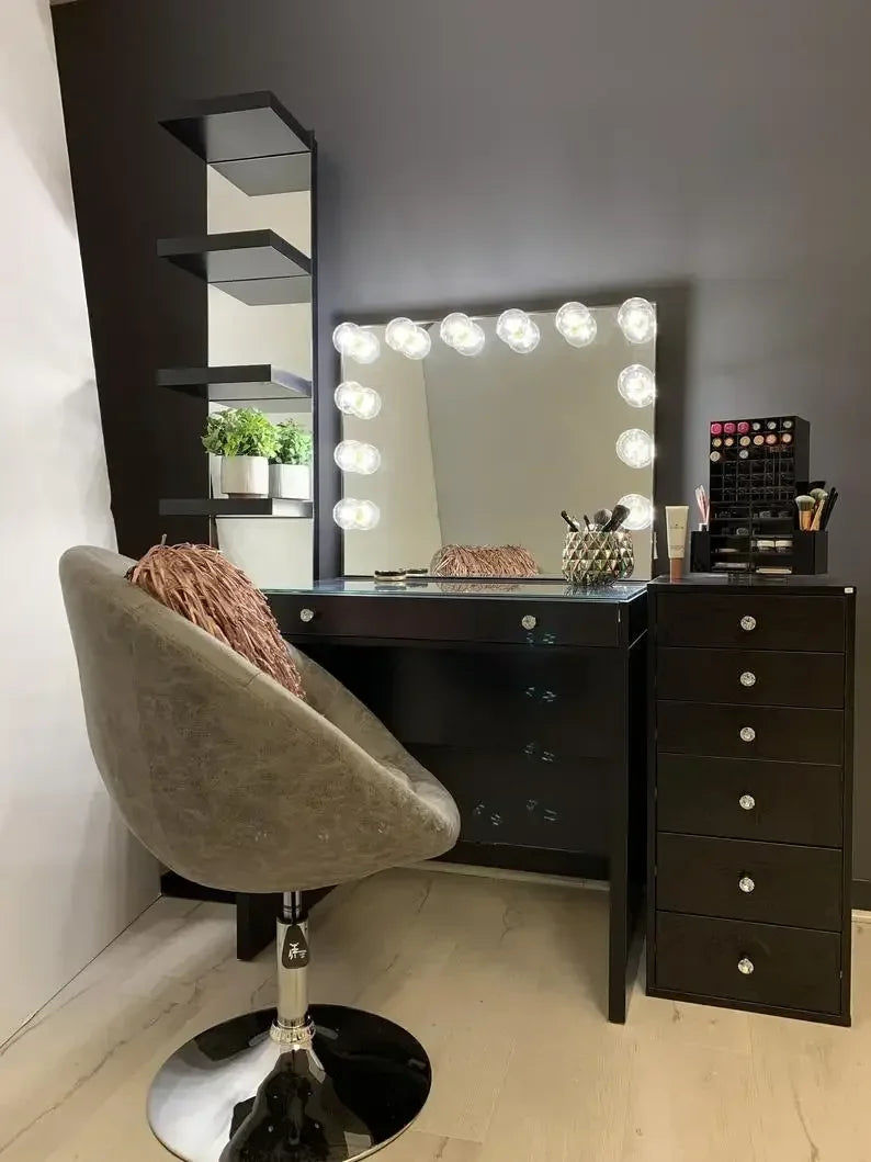 Cómodas, con Espejo y Cajón, Tocador de Maquillaje Moderno, Cómodas de Maquillaje Económicas, Muebles de Dormitorio