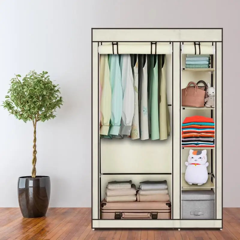 Armoire de rangement portable anti-poussière et étanche, étagère de rangement pour vêtements en tissu non tissé, meubles de chambre à coucher