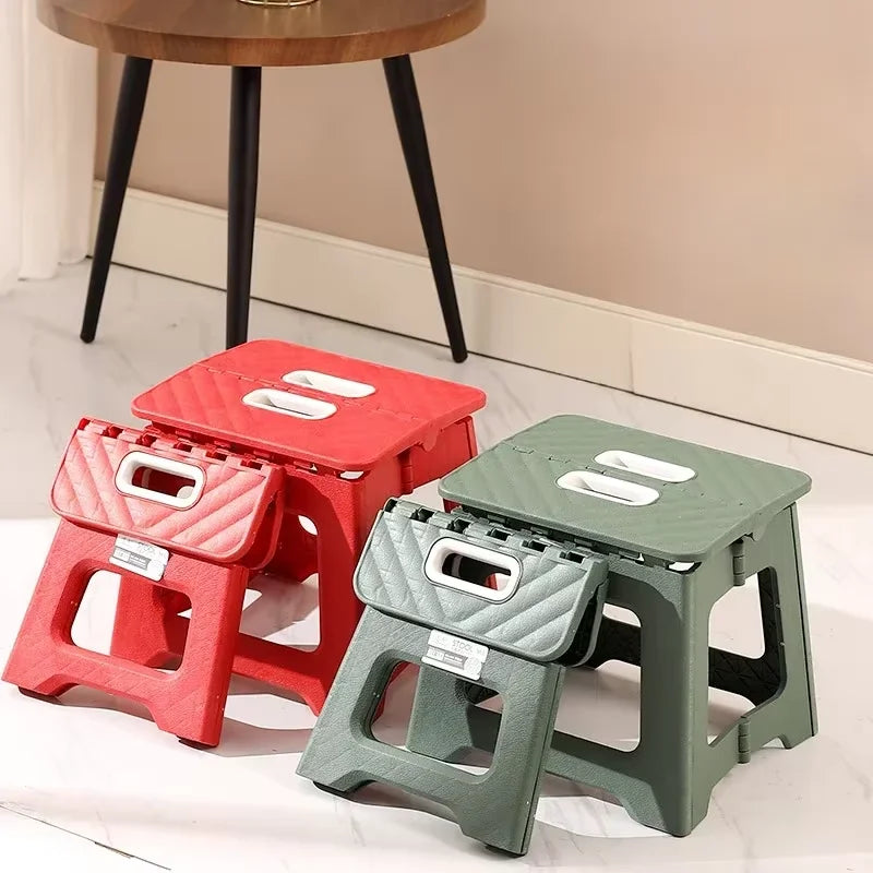 Lightweight Folding Step Stool Multi Purpose Handheld Thickened Footstool Non-Slip Plastic Small Benches Kitchen