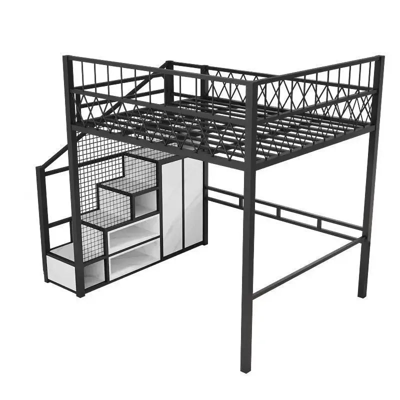 Children's Double Bed Second Floor Bunk Bed Double Layer Thickened Iron Children's Loft Bed Space Saving Multifunctional Bed