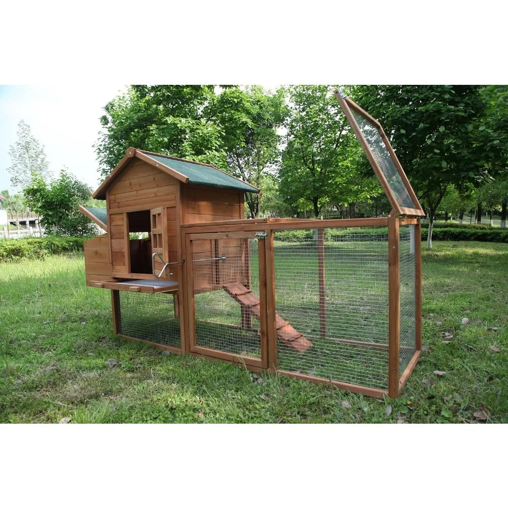 Poulailler en bois résistant aux intempéries pour l'extérieur de 80 pouces, nichoir pour poules, volailles, animaux domestiques, cage de jardin, arrière-cour (poulailler)