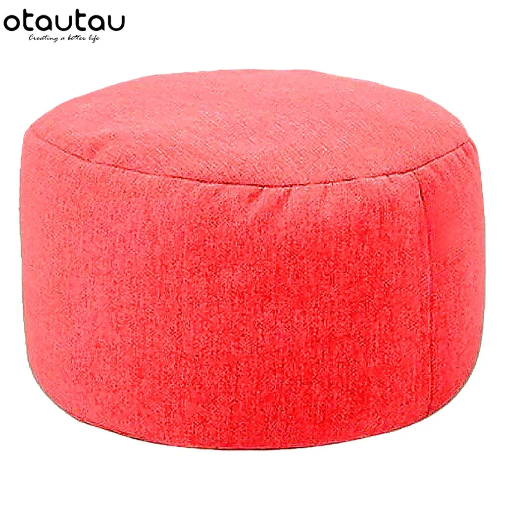 Pouf en lin OTAUTAU avec rembourrage Pouf Pouf Ottoman Repose-pieds Tatami Tabouret rond Futon Pouf Meubles de salon de détente