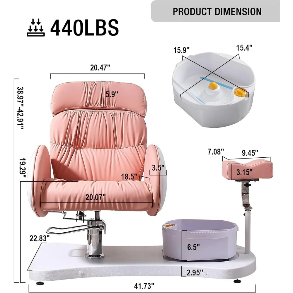 Pedicure Chair.Pedicure Foot Spa, Hydraulic Pedicure Chair For Nail Tech No Plumbing, 360 Swivel Reclining Pedicure Unit