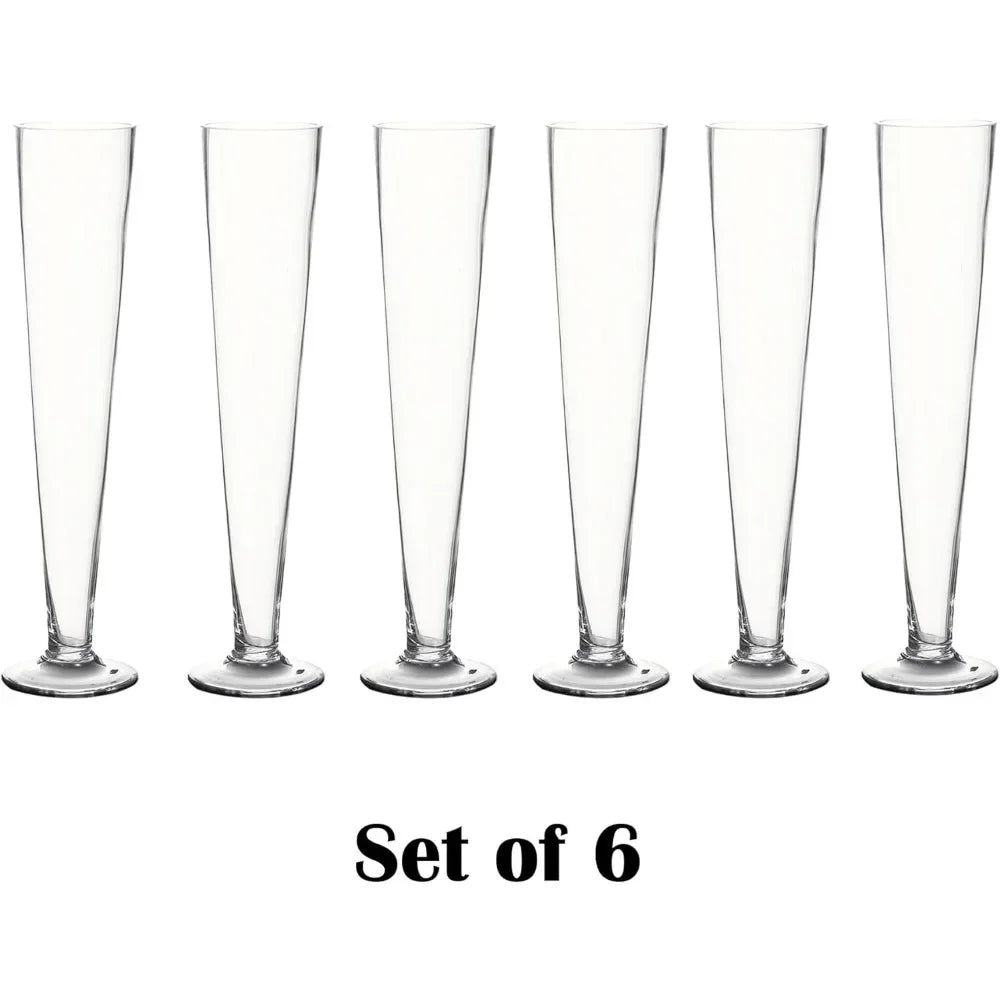 Sets of 6 Flower Vase Decoration Home Decorations Clear Trumpet Vases 24" Height, ,Craft and PartyWedding, Graduation,Room Decor