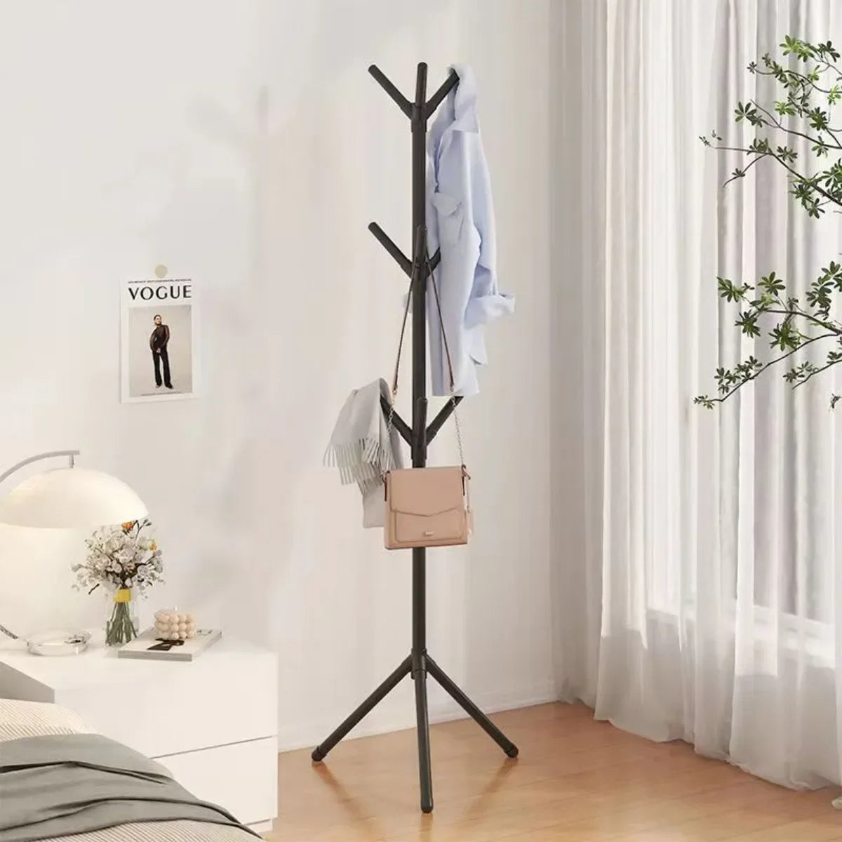 Clothes and Hats Rack Floor To Floor Bedroom Coat Hook Bedroom Vertical Tree Branch Shape Holder Hat Scarf Handbag Storage Hange