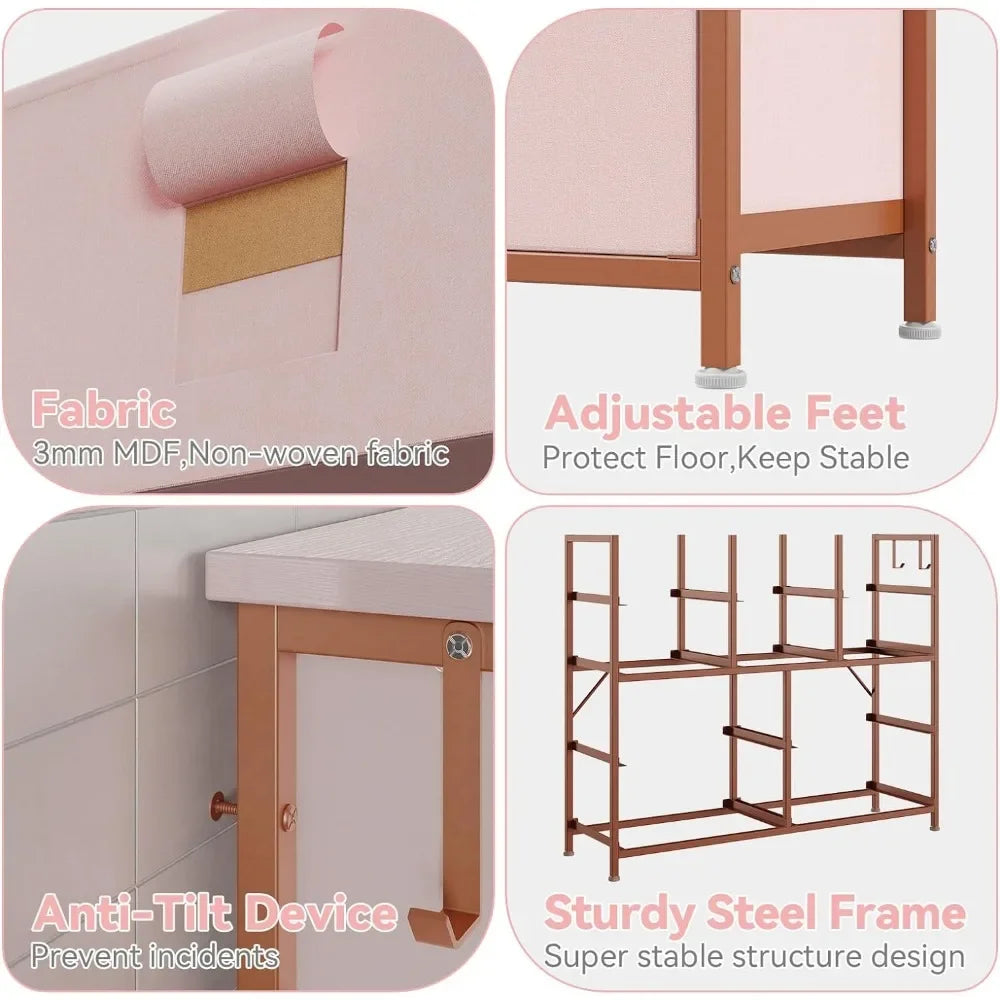 Commode pour chambre à coucher avec 10 tiroirs Recamera Furniture Coiffeuse avec miroir Couloir Tables de nuit Entrée (rose) Placard