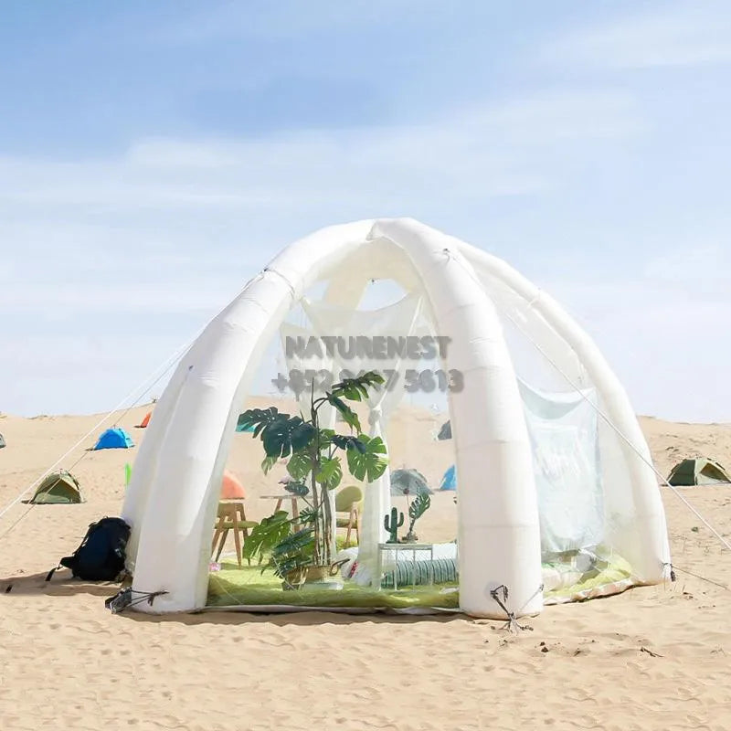 Tienda de campaña inflable de PVC de alta calidad con burbujas de coco, para acampar, glamping, casa cápsula, hotel, con forma de concha sellada, inflable y hermética